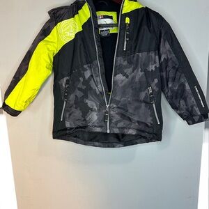 32 Degree Weatherproof Black Coat with Neon Yellow Accent